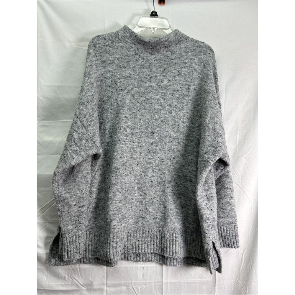 Well Worn Gray Speckled Mock Neck Sweater Womens 2XL Loose Drop Shoulder